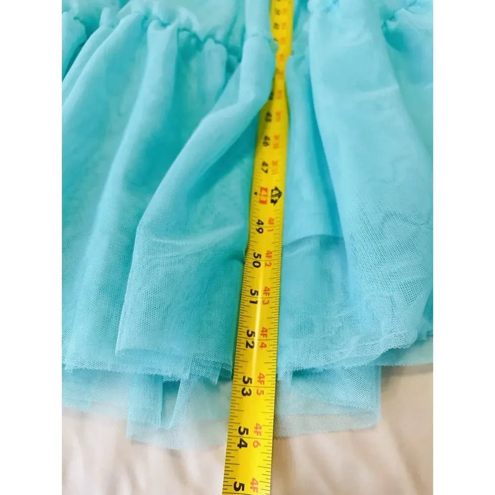 Bibi Smocked Tulle Tiered Jade Green Maxi Dress XL Cocktail Formal - Picture 7 of 8